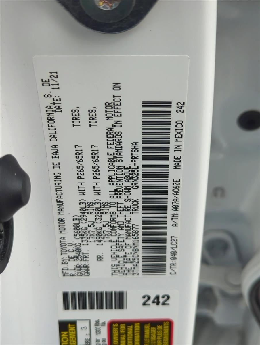 2022 Toyota Tacoma 2WD 2WD TRD Sport Double Cab 5' Bed V6 AT (Natl)