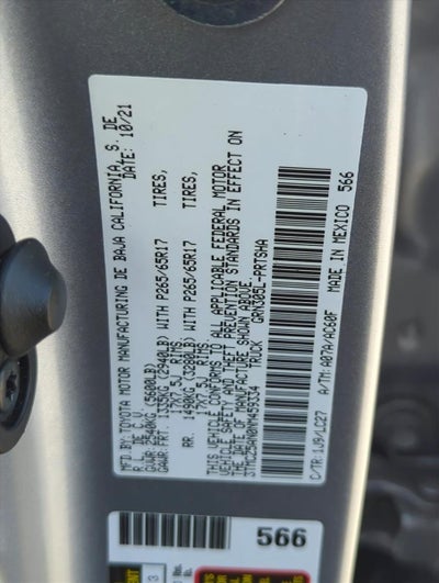 2022 Toyota Tacoma 4WD 4WD TRD Sport Double Cab 5' Bed V6 AT (Natl)