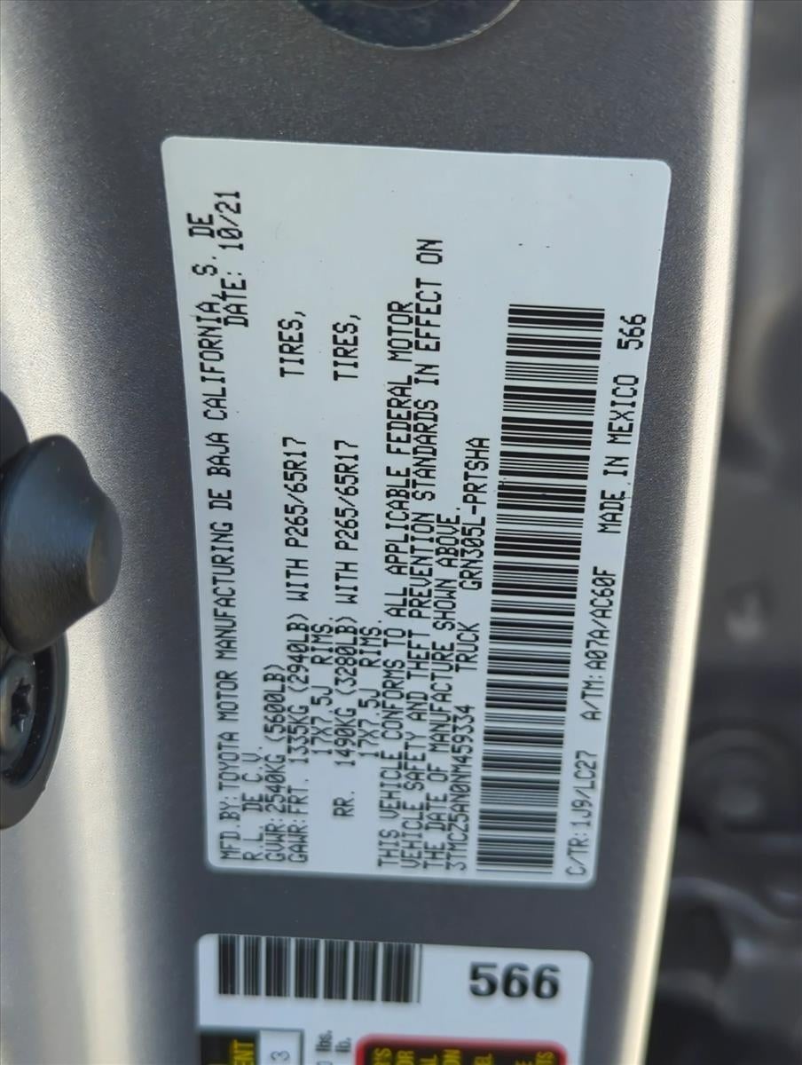 2022 Toyota Tacoma 4WD 4WD TRD Sport Double Cab 5' Bed V6 AT (Natl)