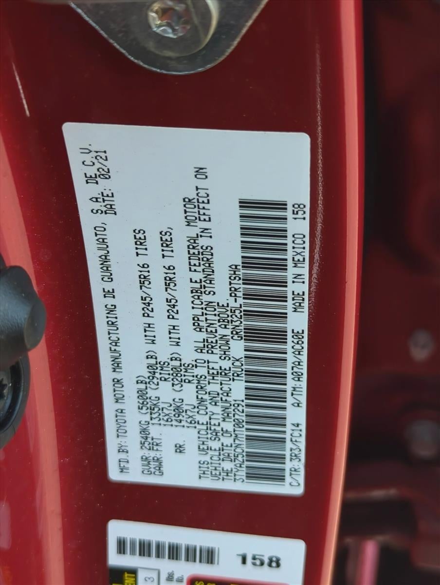 2021 Toyota Tacoma 2WD 2WD SR5 Double Cab 5' Bed V6 AT (GS)