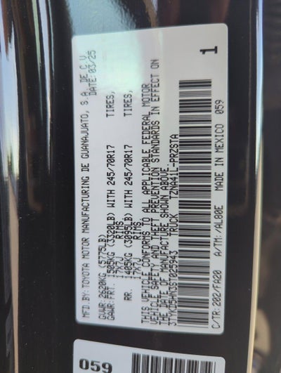 2025 Toyota Tacoma 2WD 2WD SR Double Cab 5' Bed AT (GS)