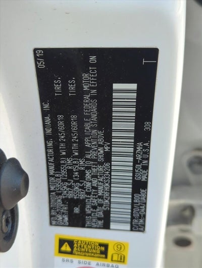 2019 Toyota Highlander XLE V6 FWD (Natl)