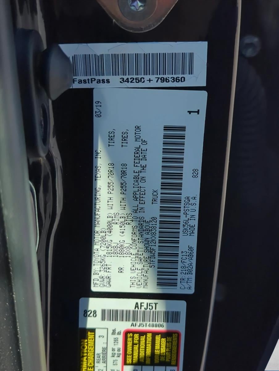 2019 Toyota Tundra 4WD 4WD SR5 CrewMax 5.5' Bed 5.7L FFV (SE)