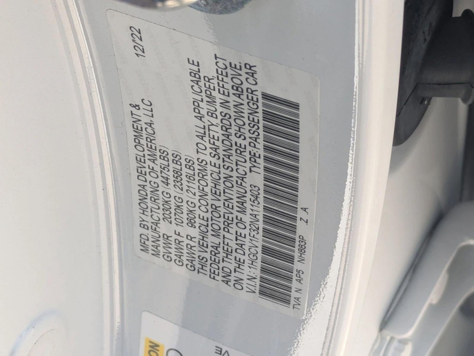 2022 Honda Accord Sedan Sport 1.5T CVT