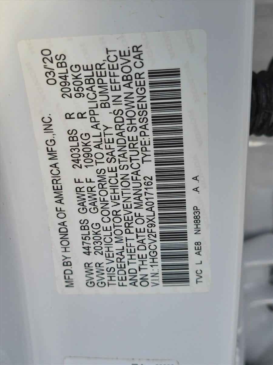 2020 Honda Accord Sedan Touring 2.0T Automatic