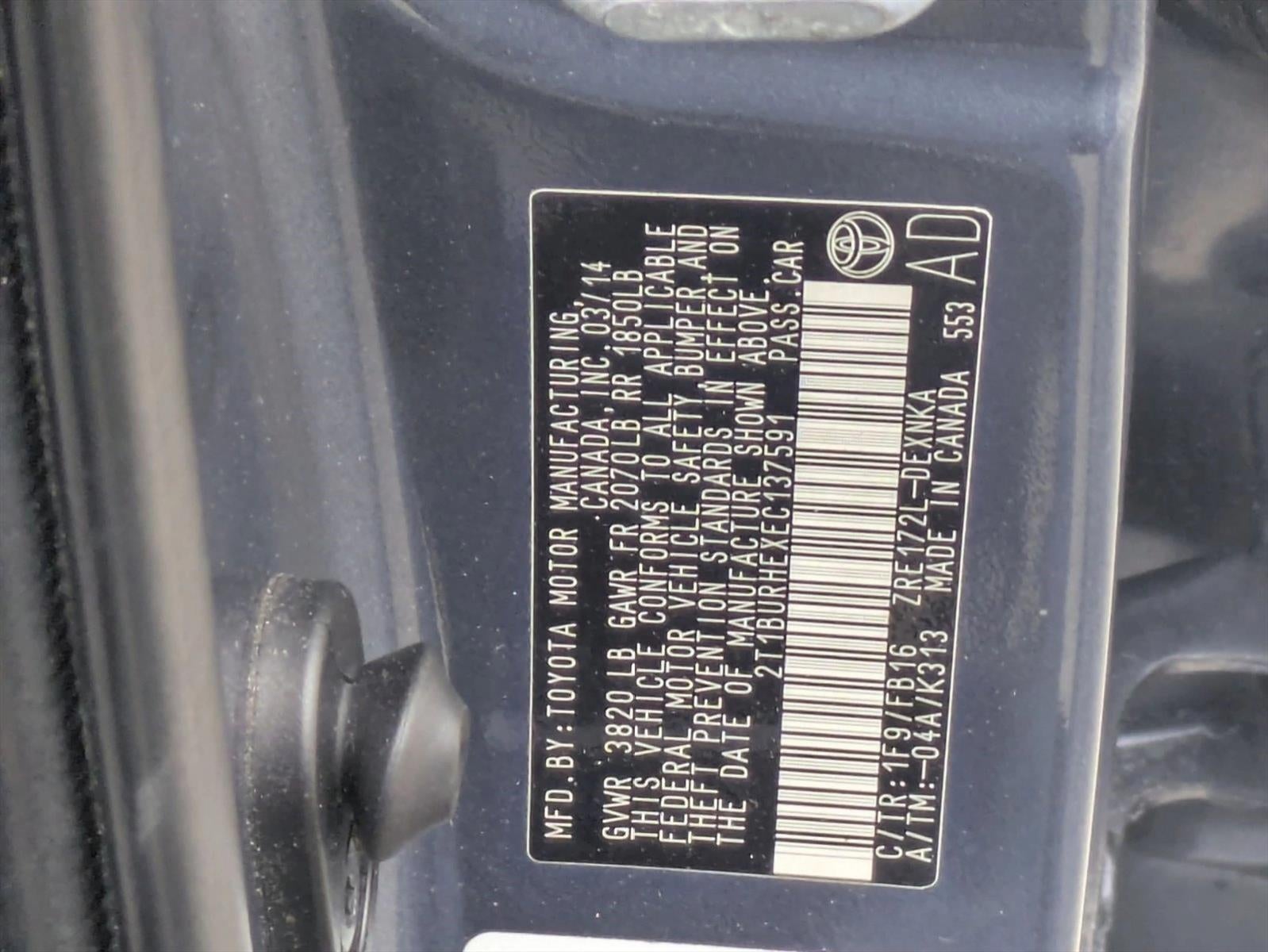 2014 Toyota Corolla 4dr Sdn CVT Auto LE (Natl)