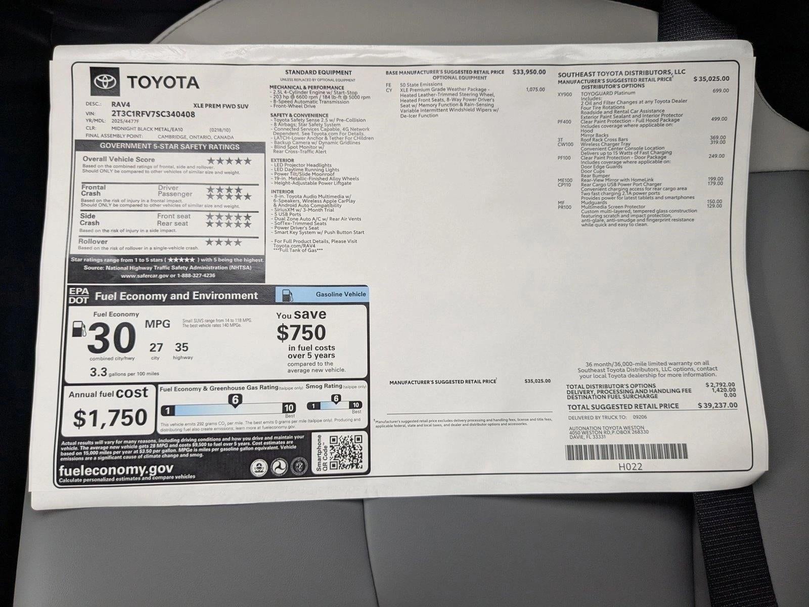 2025 Toyota RAV4 XLE Premium FWD (Natl)