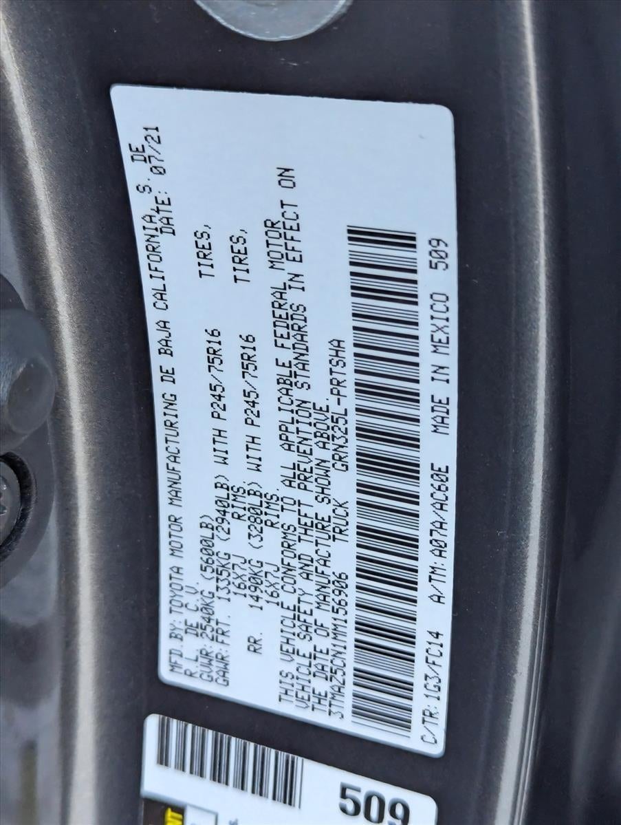 2021 Toyota Tacoma 2WD 2WD SR5 Double Cab 5' Bed V6 AT (GS)