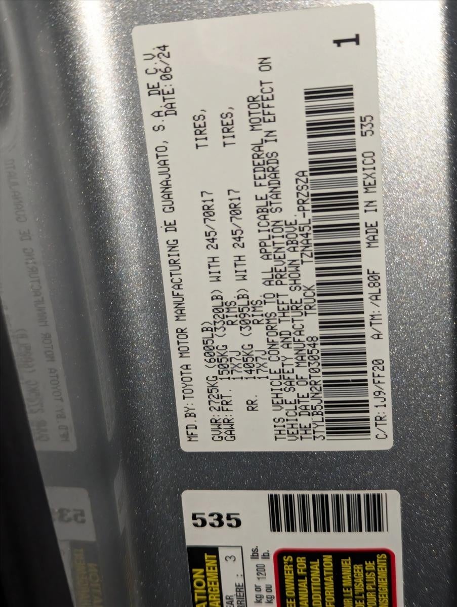 2024 Toyota Tacoma 4WD 4WD SR5 Double Cab 5' Bed AT (GS)