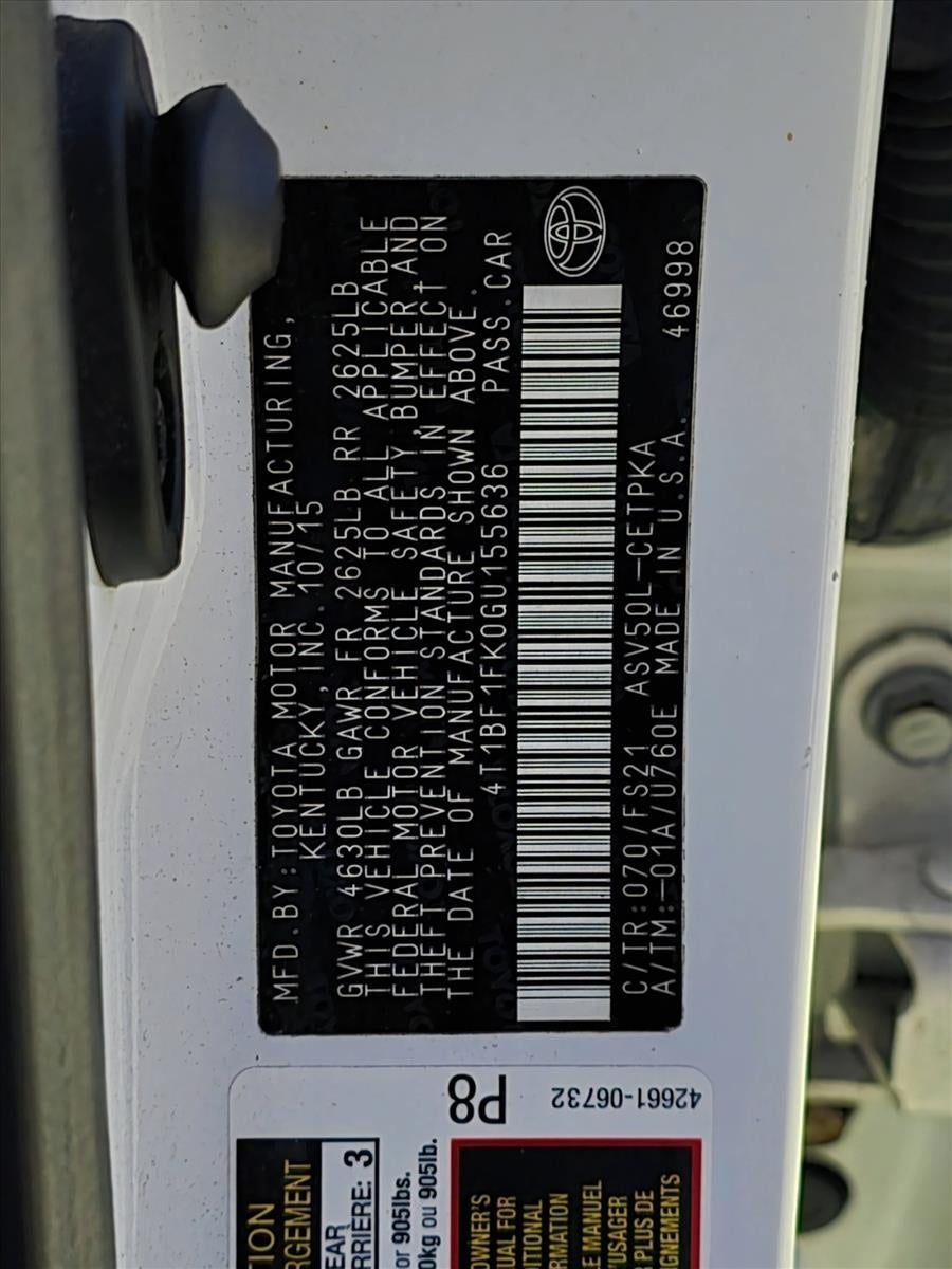 2016 Toyota Camry 4dr Sdn I4 Auto SE w/Special Edition Pkg (Natl)