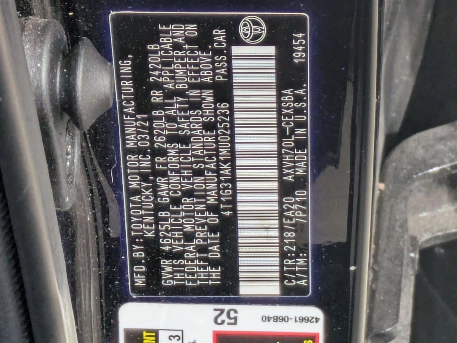 2021 Toyota Camry Hybrid SE CVT (Natl)