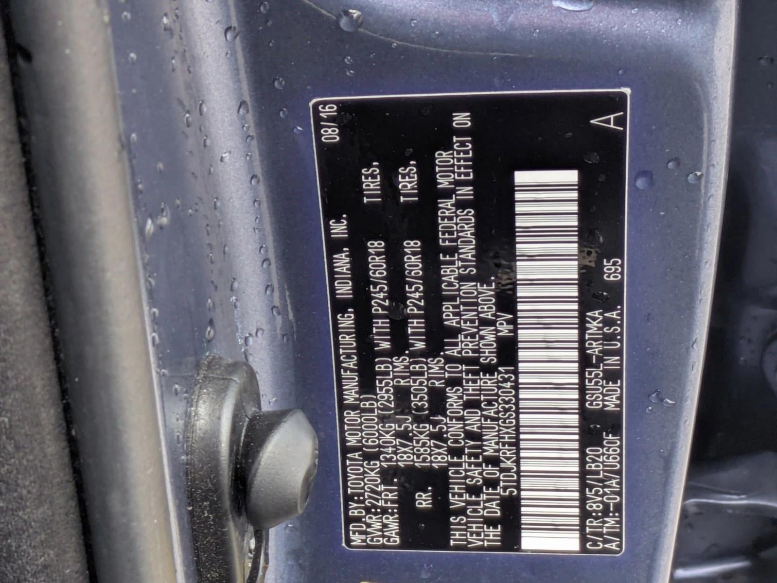 2016 Toyota Highlander AWD 4dr V6 XLE (Natl)