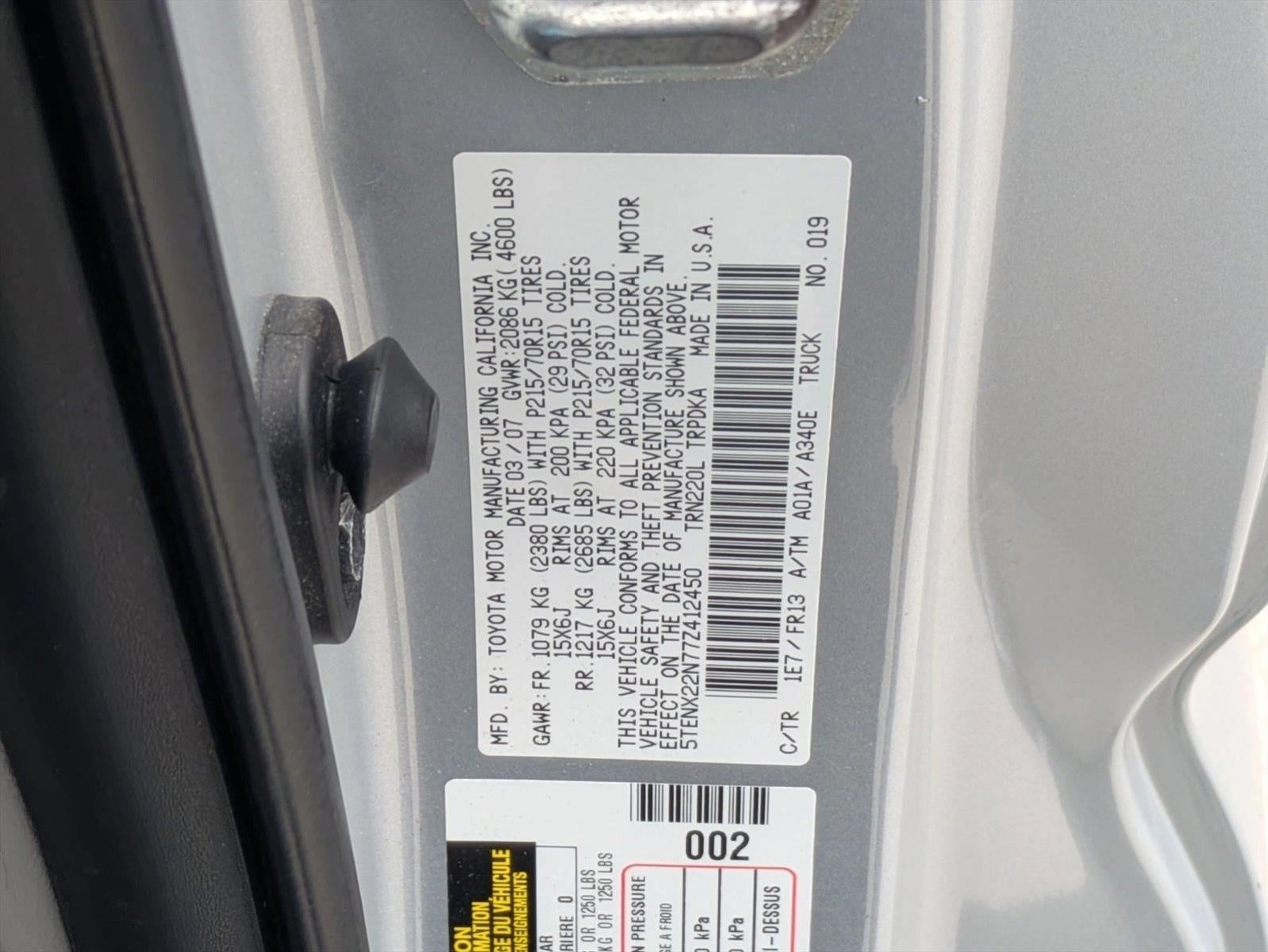 2007 Toyota Tacoma 2WD Regular Cab Standard Bed I4 Automatic (Natl)