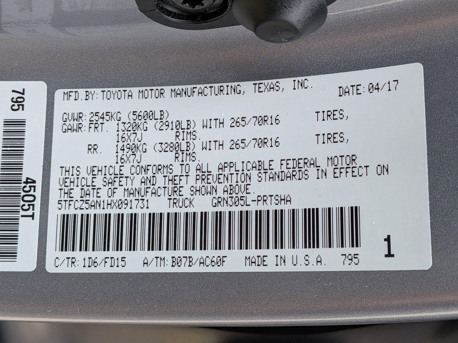 2017 Toyota Tacoma TRD Off Road Double Cab 5' Bed V6 4x4 AT (Natl)