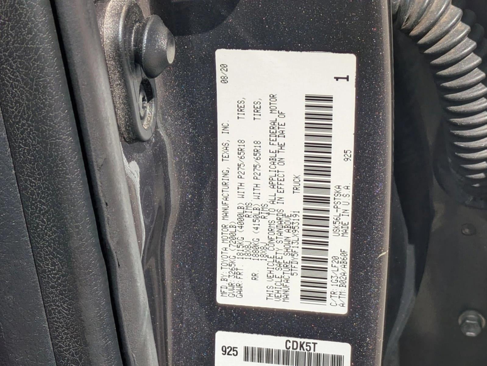 2020 Toyota Tundra 4WD 4WD TRD Pro CrewMax 5.5' Bed 5.7L (Natl)