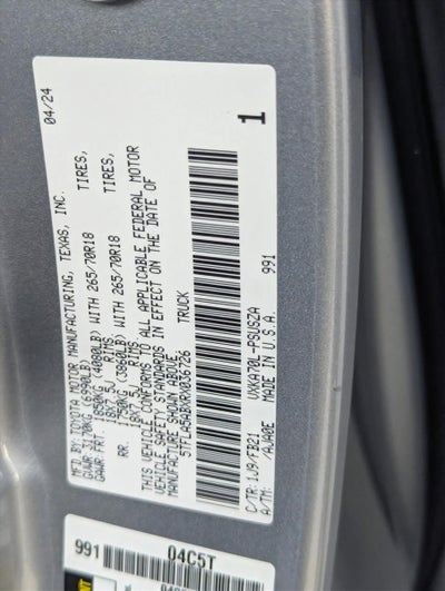 2024 Toyota Tundra 2WD 2WD SR5 CrewMax 5.5' Bed (SE)