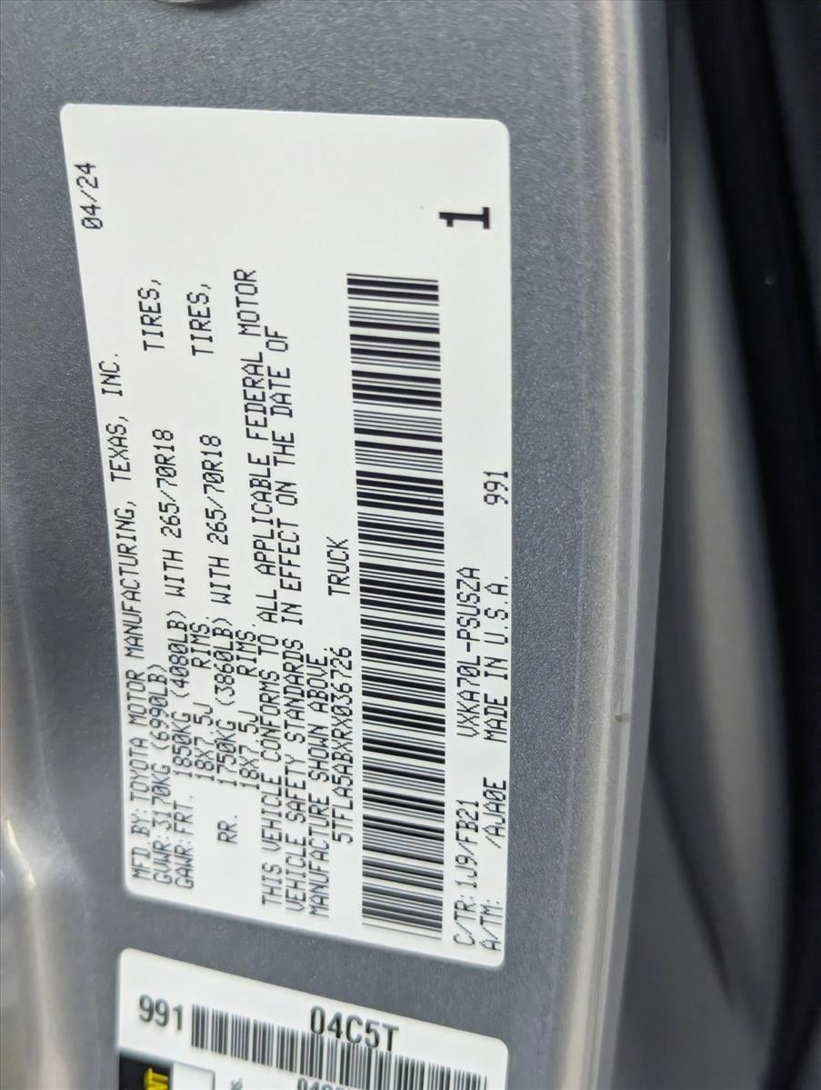 2024 Toyota Tundra 2WD 2WD SR5 CrewMax 5.5' Bed (SE)