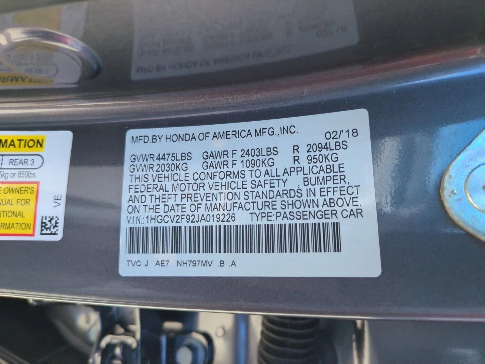 2018 Honda Accord Sedan Touring 2.0T Automatic