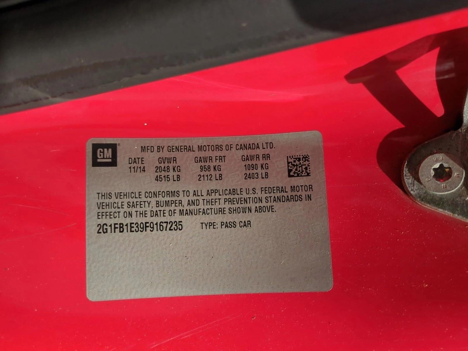 2015 Chevrolet Camaro 2dr Cpe LS w/2LS