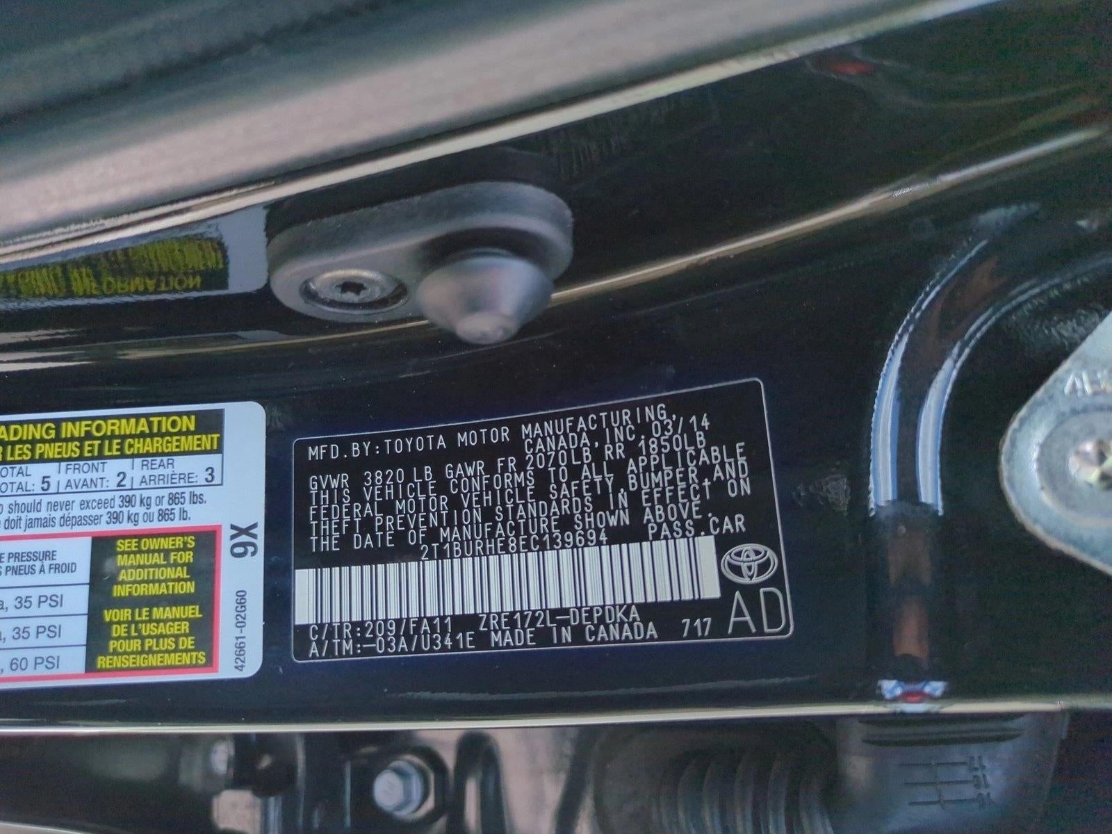 2014 Toyota Corolla 4dr Sdn Auto L (Natl)