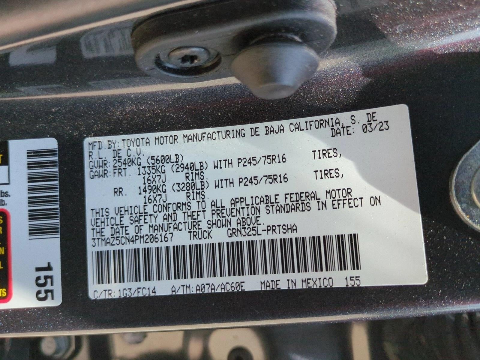 2023 Toyota Tacoma 2WD 2WD SR5 Double Cab 5' Bed V6 AT (GS)