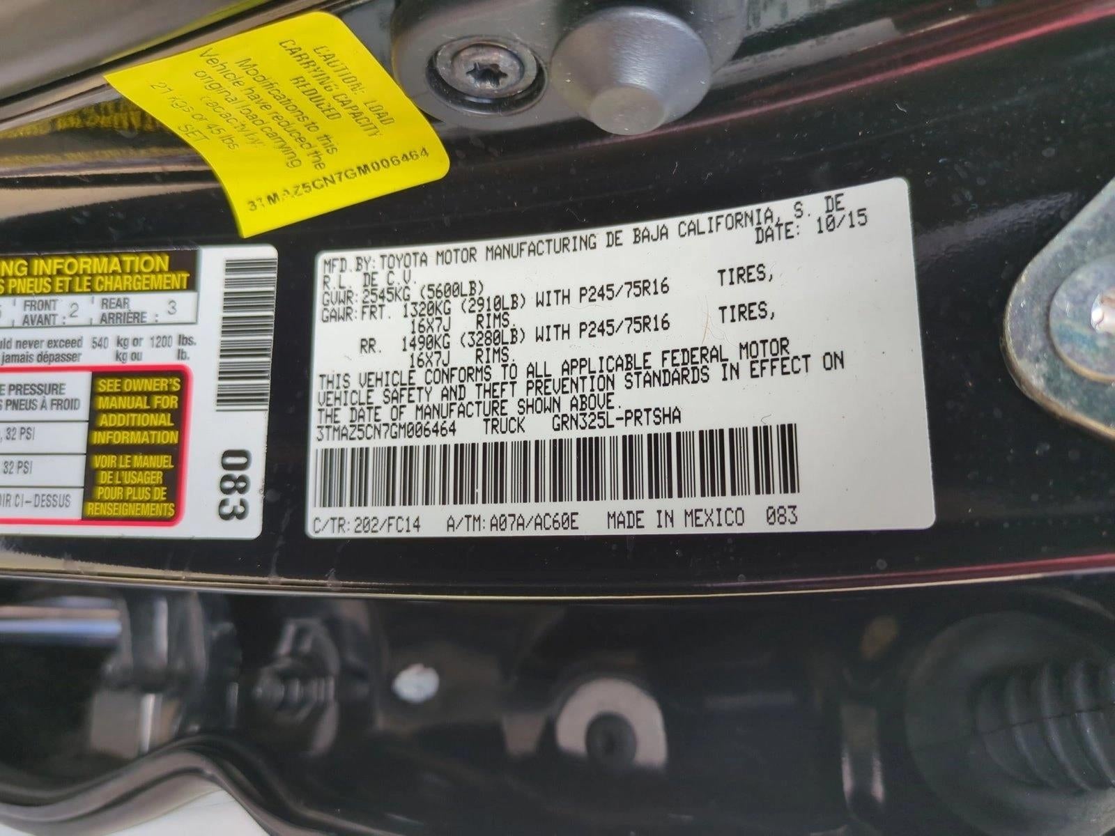 2016 Toyota Tacoma 2WD Double Cab Short Bed V6 Automatic SR5 (GS)