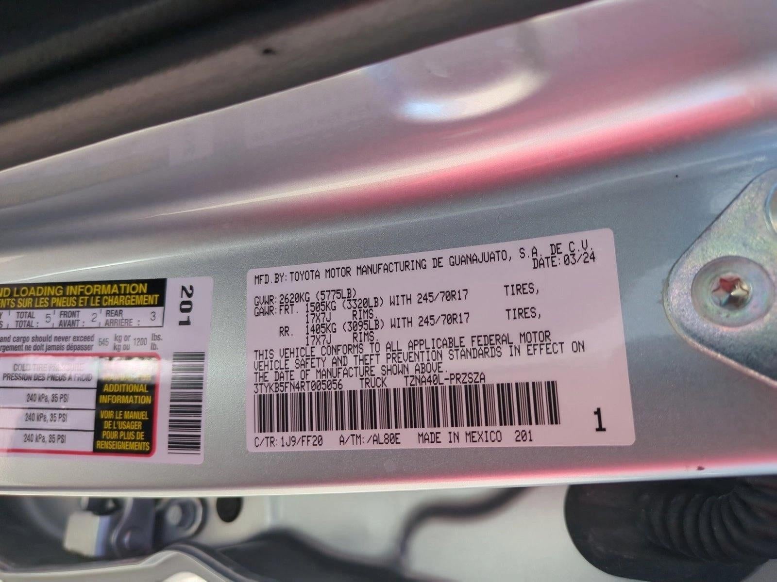 2024 Toyota Tacoma 2WD 2WD SR5 Double Cab 5' Bed AT (SE)