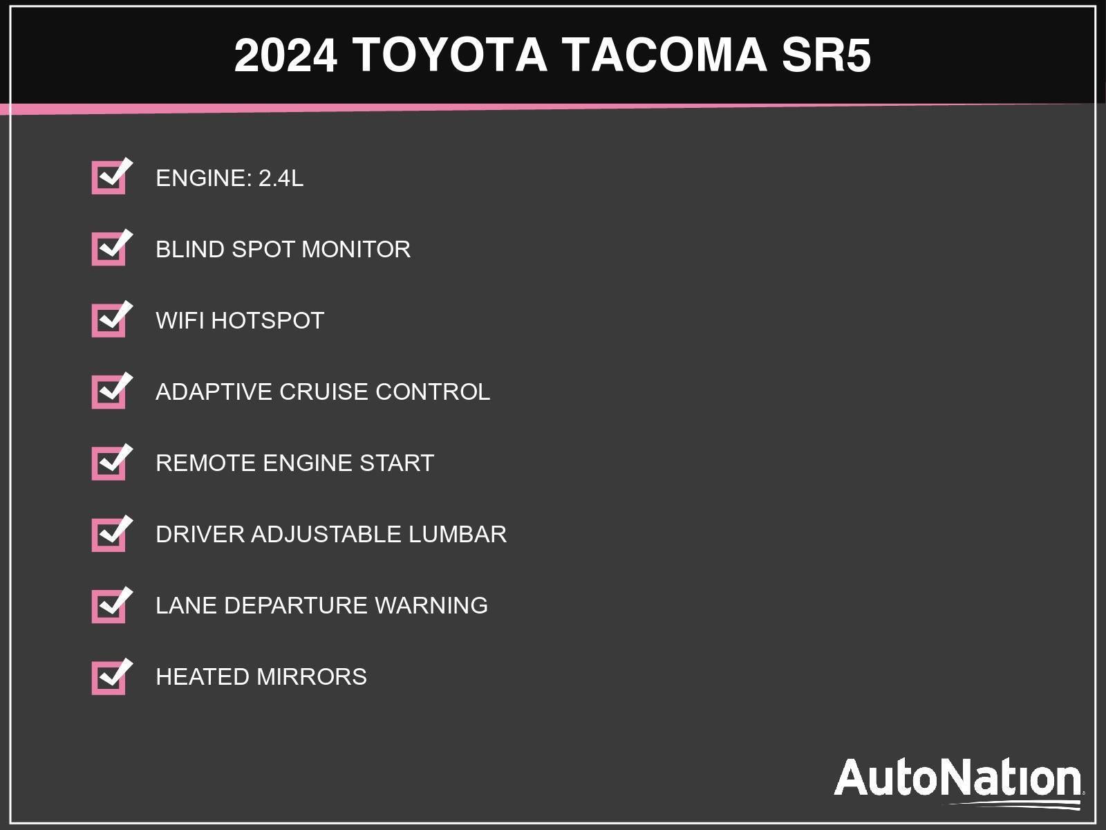 2024 Toyota Tacoma 2WD 2WD SR5 Double Cab 5' Bed AT (SE)