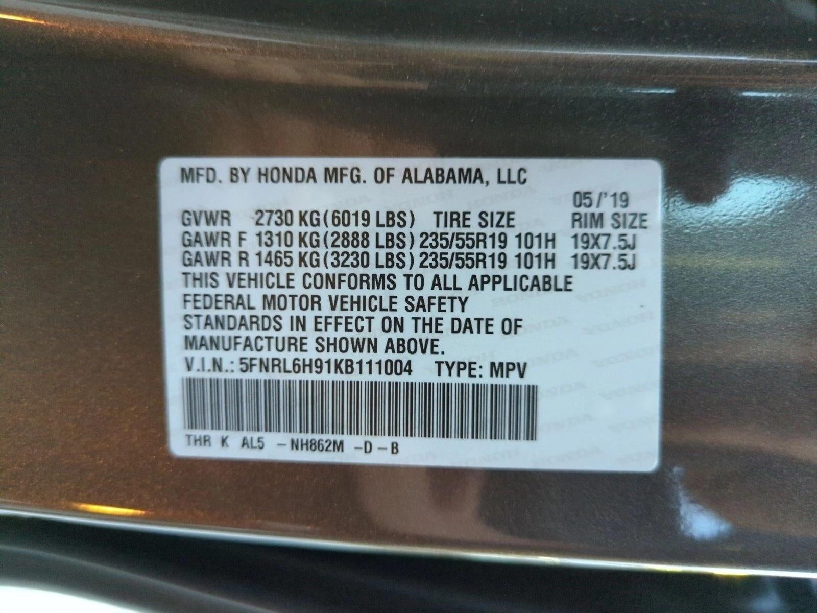 2019 Honda Odyssey Elite Auto