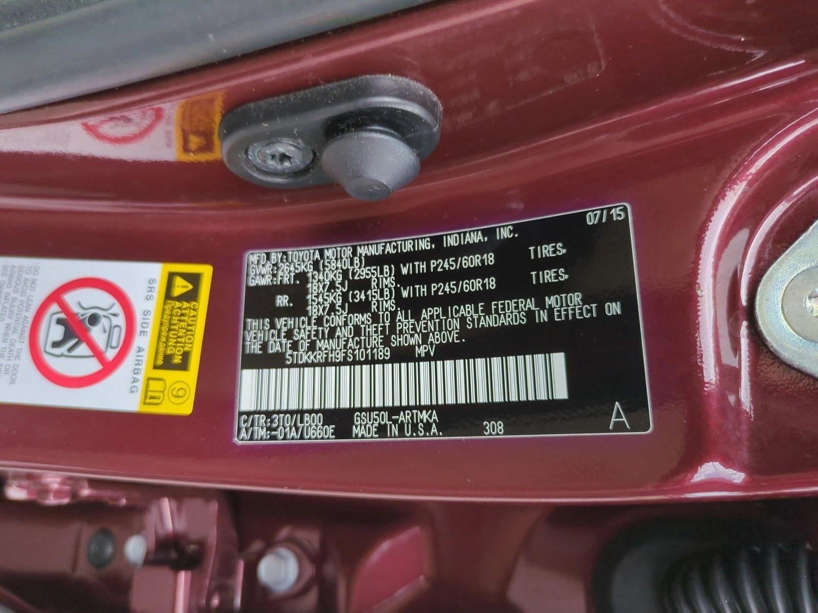 2015 Toyota Highlander FWD 4dr V6 XLE (Natl)