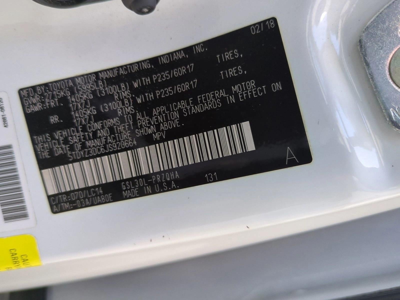 2018 Toyota Sienna XLE Premium FWD 8-Passenger (Natl)