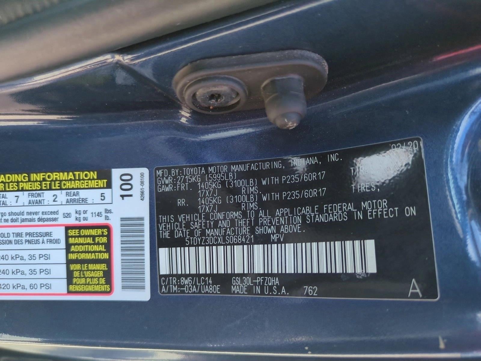 2020 Toyota Sienna XLE Auto Access Seat FWD 7-Passenger (GS)