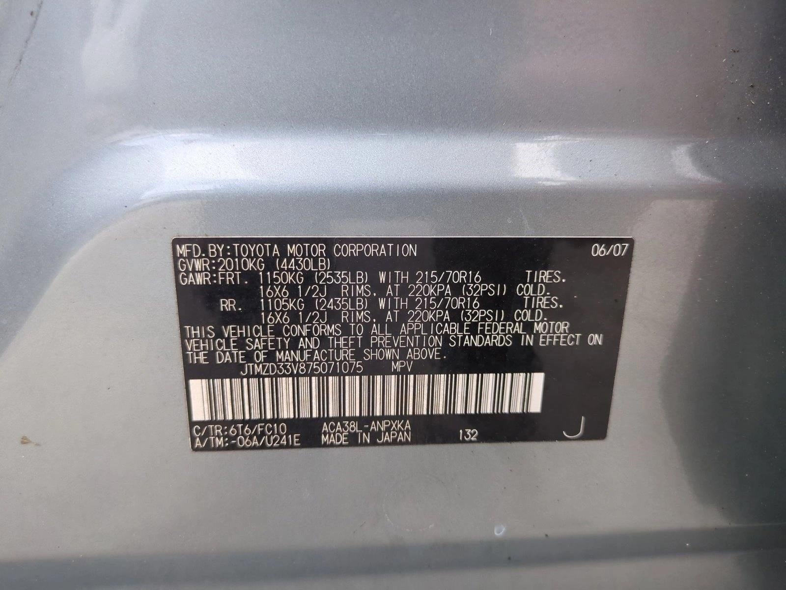 2007 Toyota RAV4 2WD 4dr 4-cyl (Natl)