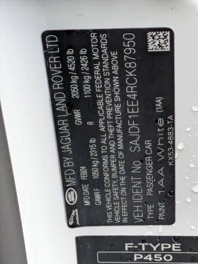 2024 Jaguar F-TYPE Coupe P450 R-Dynamic RWD