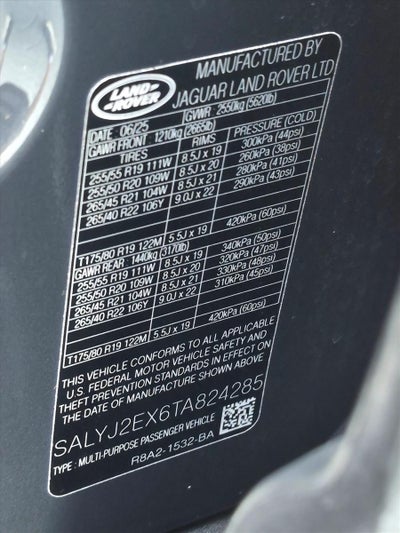 2026 Land Rover Range Rover Velar P250 S