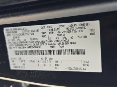 2021 Ford Super Duty F-250 SRW LARIAT 4WD Crew Cab 6.75' Box