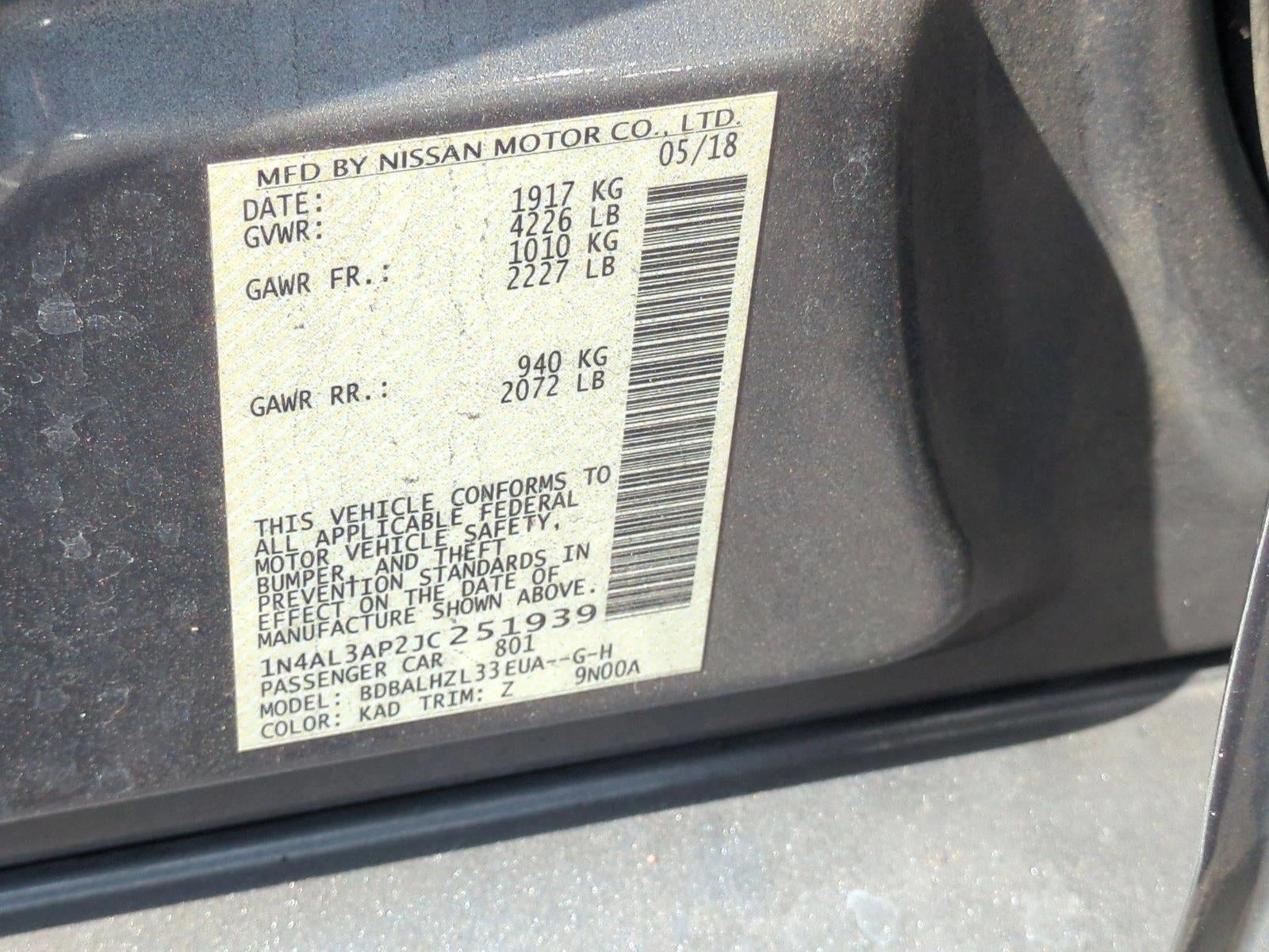 2018 Nissan Altima 2.5 SR Sedan