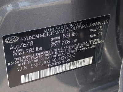 2018 Hyundai ELANTRA SEL 2.0L Auto
