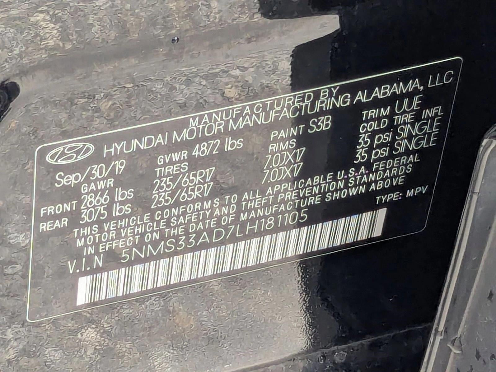 2020 Hyundai SANTA FE SEL 2.4L Auto FWD