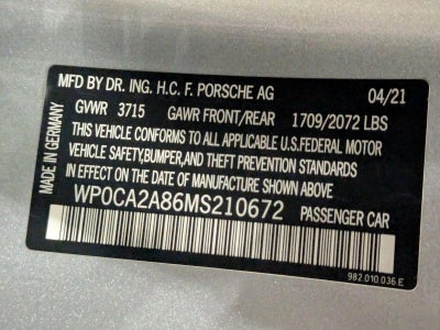 2021 Porsche 718 Boxster Roadster