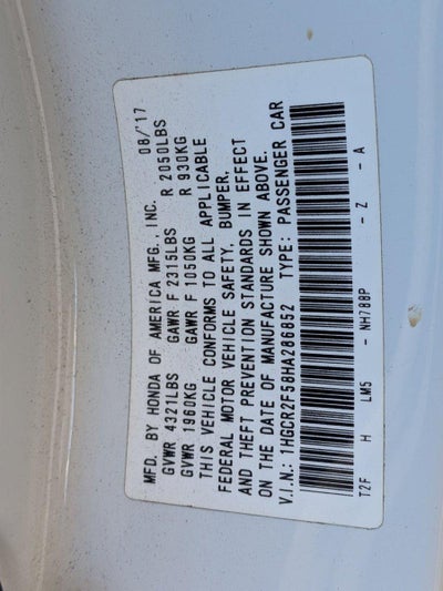 2017 Honda Accord Sedan Sport CVT PZEV