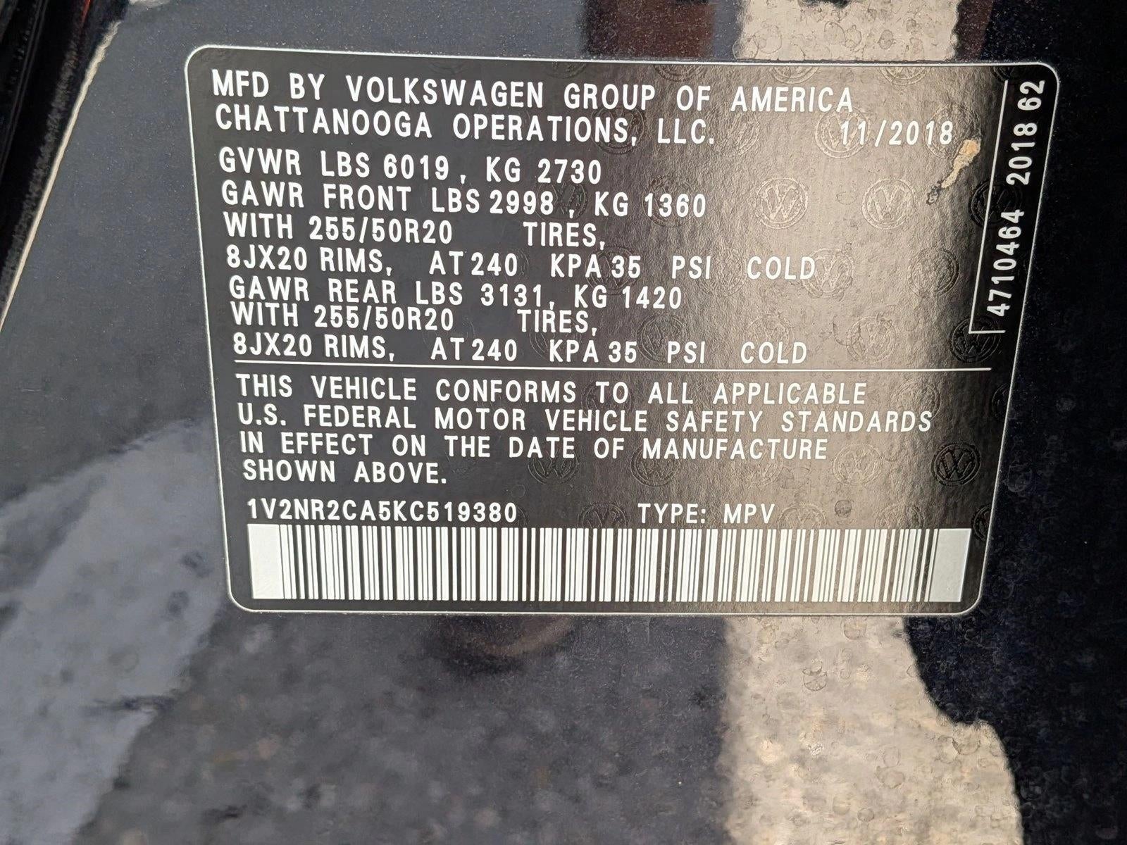 2019 Volkswagen Atlas 3.6L V6 SEL Premium 4MOTION