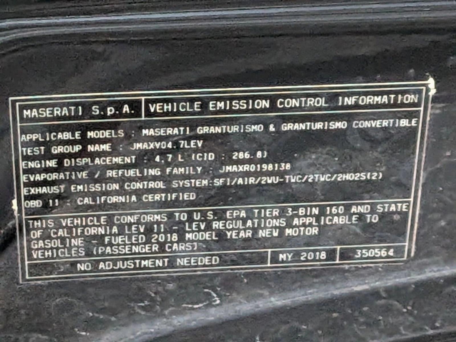 2018 Maserati GranTurismo Convertible Sport 4.7L