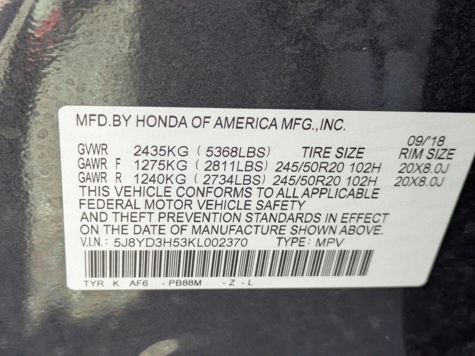 2019 Acura MDX FWD w/Technology Pkg